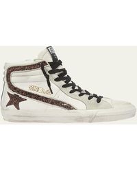 Golden Goose - Slide Leather Glitter High-top Sneakers - Lyst