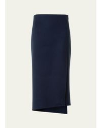 Akris - Asymmetric Trapezoid Wool Flannel Double-Face Midi Skirt - Lyst