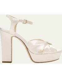 Jimmy Choo - Heloise Cotton Ankle-Strap Platform Sandals - Lyst