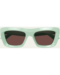 Bottega Veneta - Beveled Recycled Acetate Rectangle Sunglasses - Lyst