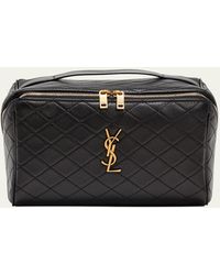 Saint Laurent - Vanity Case Ysl Top-handle Bag In Quilted Smooth Leather - Lyst