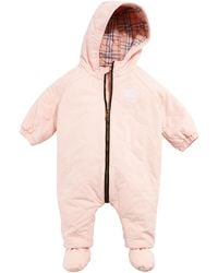 Burberry Skylar Diamond Quilted Hooded Coverall Snowsuit - Pink