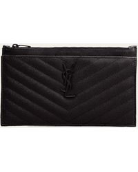 Saint Laurent - Ysl Monogram Small Ziptop Bill Pouch In Grained Leather - Lyst
