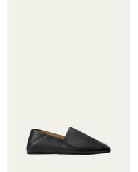 Loewe - Origami Leather Square-Toe Slippers - Lyst