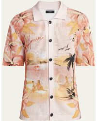 Amiri - Tropical Crochet Button-down Shirt - Lyst