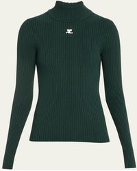 Courreges - Turtleneck Long-sleeve Rib Sweater - Lyst