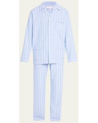 Derek Rose - Stripe Flannel 2-Piece Long Pajama Set - Lyst