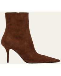 Saint Laurent - 90Mm Ashley Suede Ankle Booties - Lyst