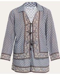 Veronica Beard - Eva Scarf-Print Tie Blouse - Lyst