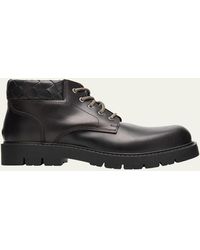 Bottega Veneta - Haddock Intrecciato-Collar Leather Lace-Up Boots - Lyst