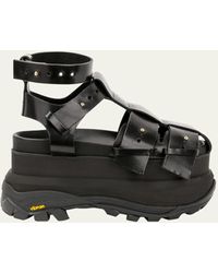 Sacai - Leather Ankle-cuff Platform Fisherman Sandals - Lyst