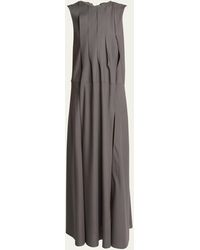 Sacai - Sleeveless Pleated Suiting Midi Dress - Lyst