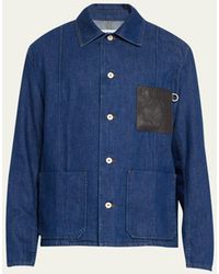 Loewe - Denim Leather Anagram Workwear Jacket - Lyst