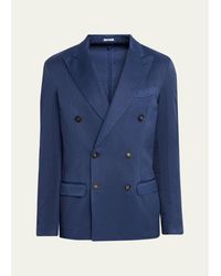 Massimo Alba - Wool Micro-Chevron Double-Breasted Blazer - Lyst