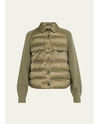 Brunello Cucinelli - Superlight Down Padded Jacket With Knit Sleeves - Lyst
