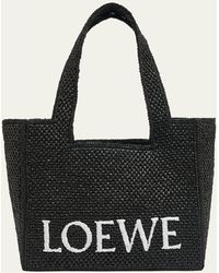 Loewe - Logo Medium Tote Bag In Raffia - Lyst