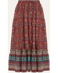 Ulla Johnson - Paige Woven Tiered Midi Skirt With Pockets - Lyst