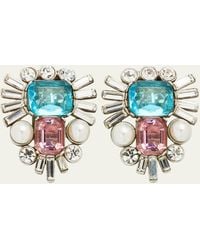 Ben-Amun - Clip-on Earrings With Crystals And Pearly Stones - Lyst