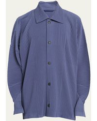 Homme Plissé Issey Miyake - Pleated Snap-front Overshirt - Lyst