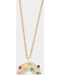 Sydney Evan - 14k Yellow Gold Large Rainbow Charm Necklace With Diamonds And Gemstones - Lyst