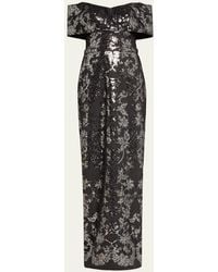 Pamella Roland - Sequined Mesh Tulle Off-The-Shoulder Gown - Lyst