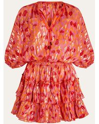Vilebrequin - Abstract Leopard Printed Silk Mini Dress - Lyst