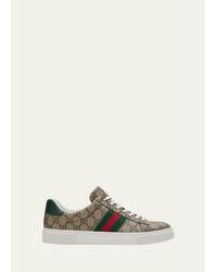 Gucci - Ace Monogram Canvas Low-Top Sneakers - Lyst