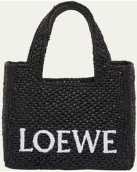 Loewe - X Paula's Ibiza Font Logo Mini Tote Bag In Raffia - Lyst