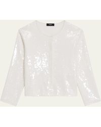 Theory - Cropped Sequin Cardigan - Lyst
