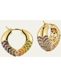 ARK Fine Jewelry - Feather Diamond And Gemstone Medium Bubble Shield Hoop Earrings - Lyst