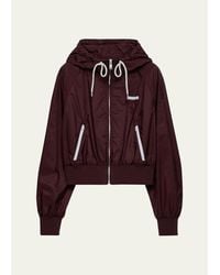 Prada - Hooded Drawstring Zip-Up Jacket - Lyst