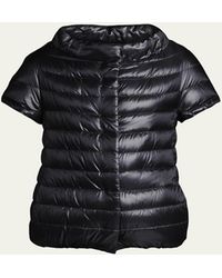 Herno - Short-Sleeve Snap-Front Quilted Puffer Jacket - Lyst
