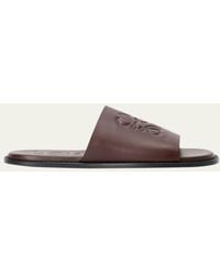 Loewe - Flex Anagram Soft Calfskin Slide Sandals - Lyst