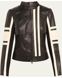 BLANC NOIR - Claudine Leather Racer Jacket - Lyst
