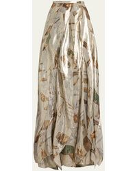 Ralph Lauren - Patricia Equestrian-Print Lamé Maxi Skirt - Lyst