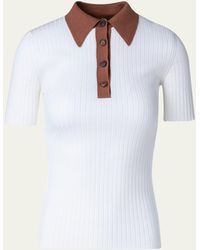Akris - Silk Cotton Ribbed Knit Polo Top - Lyst