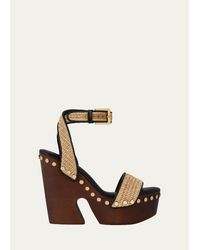 Givenchy - Clog Raffia-Effect Platform Sandals With Studs Detail - Lyst