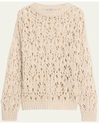 Brunello Cucinelli - Cotton Open Weave Crochet Sweater - Lyst