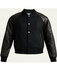 Givenchy - Mixed Material Wool And Leather Bomber Jacket - Lyst