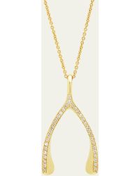 Jennifer Meyer - 18k Yellow Gold Diamond Wishbone Necklace - Lyst