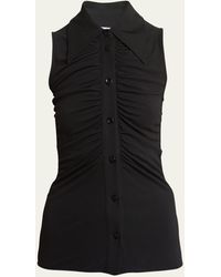 Proenza Schouler - Florence Sleeveless Button-front Crepe-jersey Top - Lyst