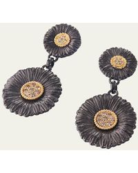 Buccellati - Blossoms Daisy Burnished Sterling Silver And 18k Yellow Gold Diamond Pendant Earrings - Lyst
