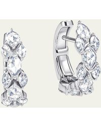 64 Facets - 18k White Gold Huggie Hoop Cuff Earrings With Marquise Diamonds - Lyst