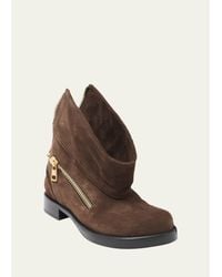 JW Anderson - Zip Suede Biker Booties - Lyst