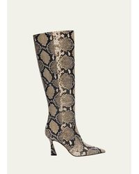 Stuart Weitzman - 85Mm Vinnie-Printed Leather Knee-High Boots - Lyst