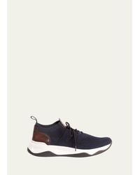 Berluti - Shadow Knit And Leather Sneaker - Lyst