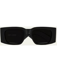 Saint Laurent - Micro-logo Acetate Rectangle Sunglasses - Lyst