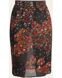 Saint Laurent - Floral Chiffon Pencil Skirt - Lyst
