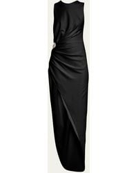 Reem Acra - Cutout Crystal Side Slit Asymmetric Dress - Lyst