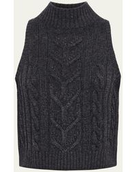 L'Agence - Bellini Cable-knit Turtleneck Tank Top - Lyst